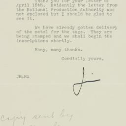 Letter: 1951 April 18