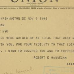 Telegram: 1946 November 6