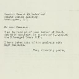 Letter: 1952 March 15