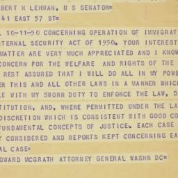 Telegram: 1950 October 13