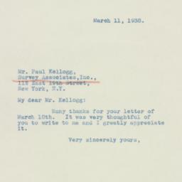 Letter: 1938 March 11