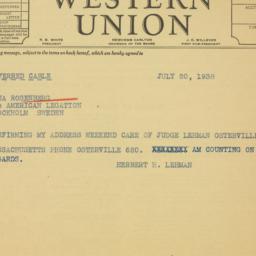 Telegram: 1938 July 20