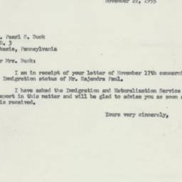 Letter: 1955 November 22