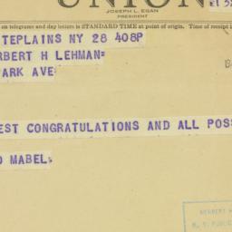 Telegram: 1947 March 28