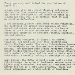Letter: 1958 April 29
