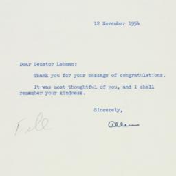 Letter: 1954 November 12
