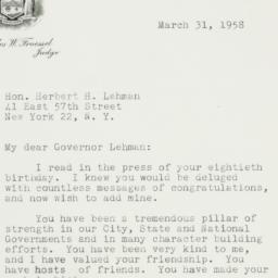 Letter: 1958 March 31