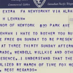 Telegram: 1941 May 23