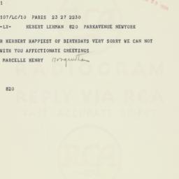 Telegram: 1958 March 28
