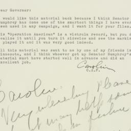Letter: 1954 October 29