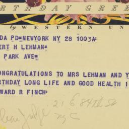 Telegram: 1951 March 28