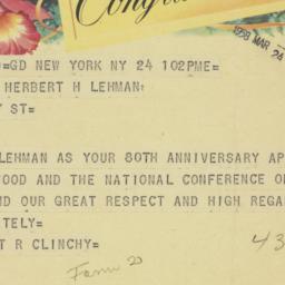 Telegram: 1958 March 24