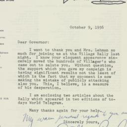 Letter: 1956 October 9