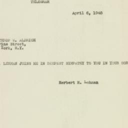 Telegram: 1948 April 6