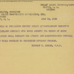 Telegram: 1950 July 10