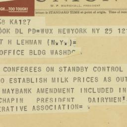 Telegram: 1950 August 25