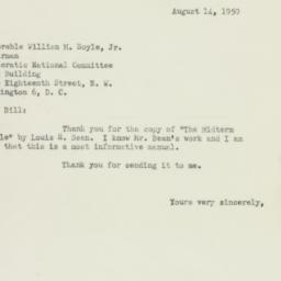Letter: 1950 August 14
