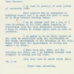 Letter: 1933 September 18