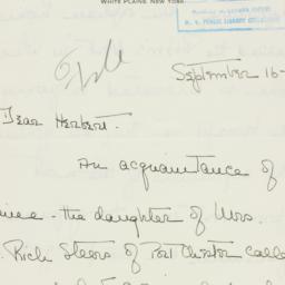 Letter: 1933 September 16