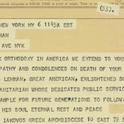 Telegram: 1963 December 6
