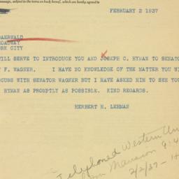 Telegram: 1937 February 2