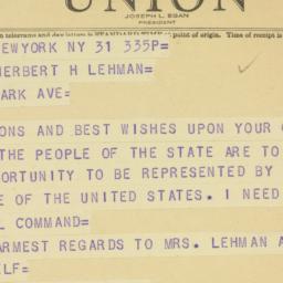 Telegram: 1949 August 31
