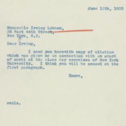 Letter: 1939 June 12
