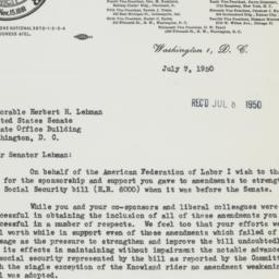 Letter: 1950 July 7