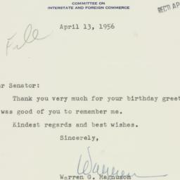 Letter: 1956 April 13