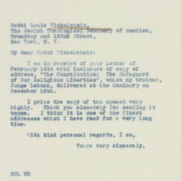 Letter: 1938 February 15