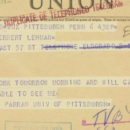 Telegram: 1948 December 6