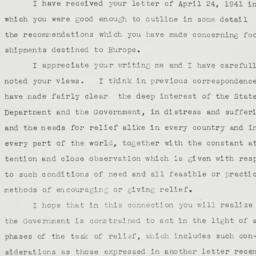 Telegram: 1941 May 10