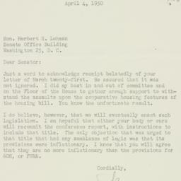 Letter: 1950 April 4