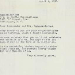 Letter: 1958 April 9