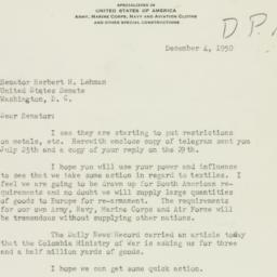 Letter: 1950 December 4