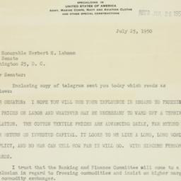 Telegram: 1950 July 25