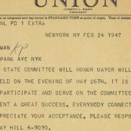 Telegram: 1947 February 24