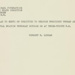 Telegram: 1948 October 26