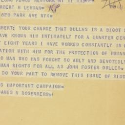 Telegram: 1949 October 18