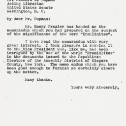 Letter: 1951 June 1