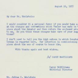 Letter: 1955 August 26