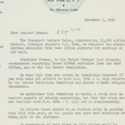 Letter: 1950 November 1
