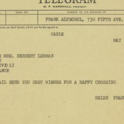 Telegram: 1959 May 26