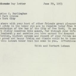 Telegram: 1953 June 29