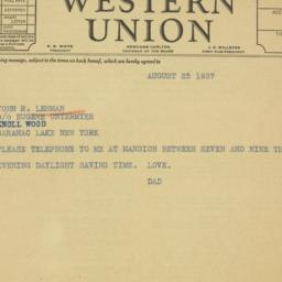 Telegram: 1937 August 25