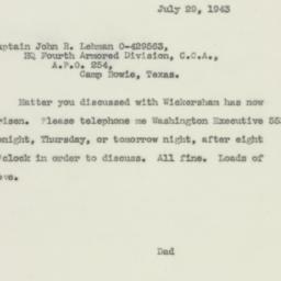 Letter: 1943 July 29