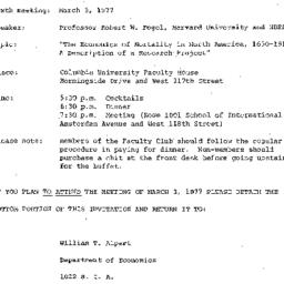 Announcements, 1977-03-03. ...