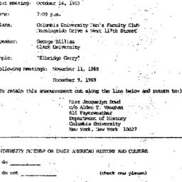 Announcements, 1969-10-14. ...