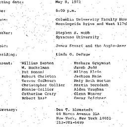 Minutes, 1973-05-08. Early ...