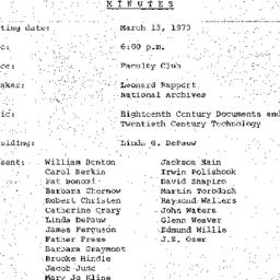 Minutes, 1973-03-13. Early ...
